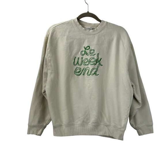 Clare V. Tops - Clare V. Sweatshirt Pullover Women's M Cream Le Weekend Embroidered Crewneck